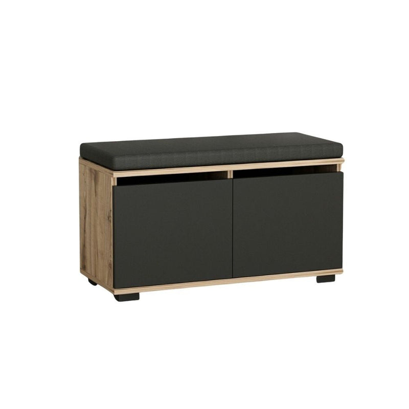 Scarpiera con pouff 80x35x42 cm Dragoshoe noce e nero