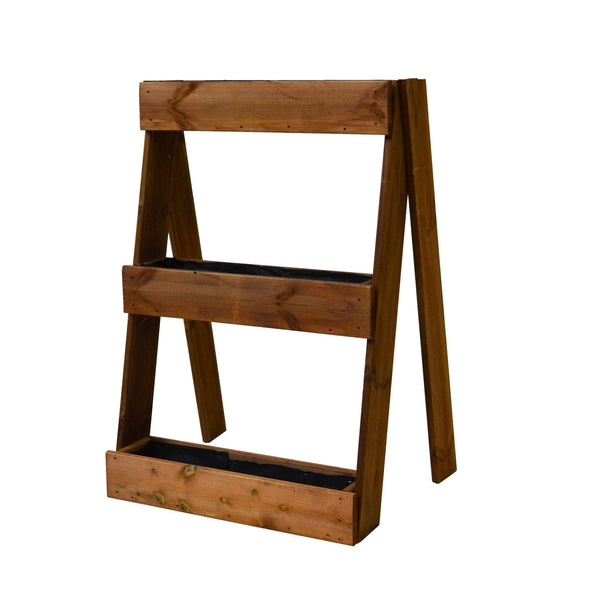 acquista Orto Verticale Inclinato 3 Livelli 71x16,5x100 cm Ortolegno Balcony in Legno di Pino color Castagno