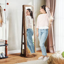 Specchio Portagioie 3 in 1 Girevole a 360° e Autoportante 55x55x161 cm in MDF Marrone Rustico  