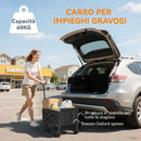 Carrello Pieghevole 64x40x60-84 cm Capacità 41L con 4 Ruote per Campeggio Giardino in Metallo e Tessuto Oxford Nero      