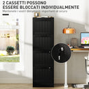 Cassettiera Portadocumenti a 4 Cassetti 40x40x131 cm 2 Serrature in Legno Nero  