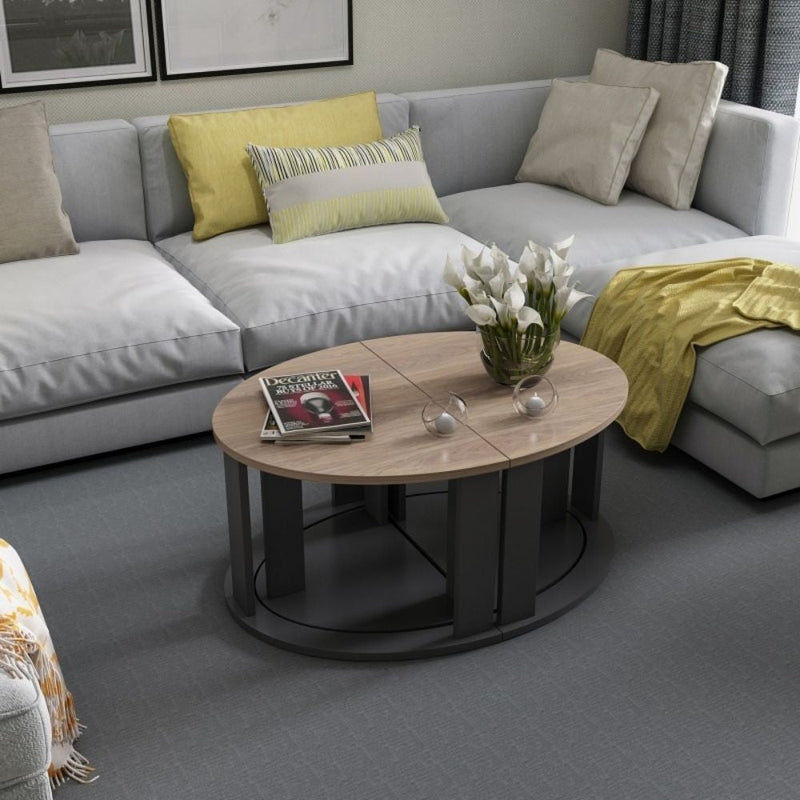 Set tavolini da salotto Antella nero e noce