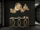 Console Infinity 160x40x79 cm in Ferro e Specchio e MDF Oro e Nero