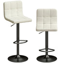 Set 2 Sgabelli da Bar 39,5x44x88-110 cm Regolabili con Poggiapiedi in Pelle PU e Acciaio Crema      