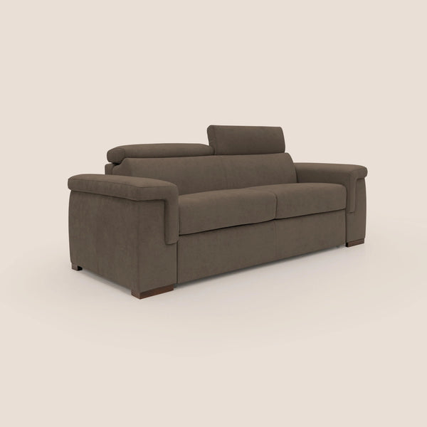 Divano Letto 3 Posti 220x100x95 cm in Tessuto Marrone sconto