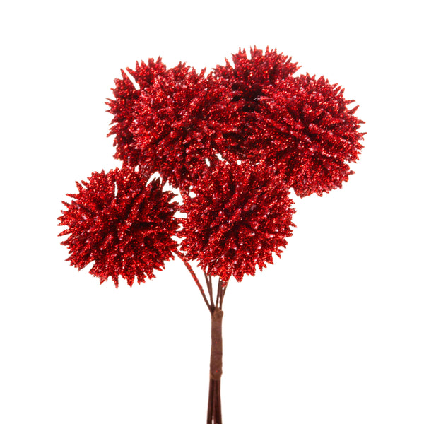 Set 24 Pick con Echinops H14 cm Rosso sconto