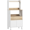 Credenza Mobile per Microonde 60x40x131 cm Mensole con Retro Aperto in Legno Bianco      