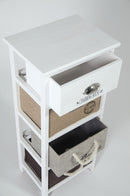 Cassettiera 4 Cassetti in Legno Massello 35x27x80 cm Fumer Zara Bianca