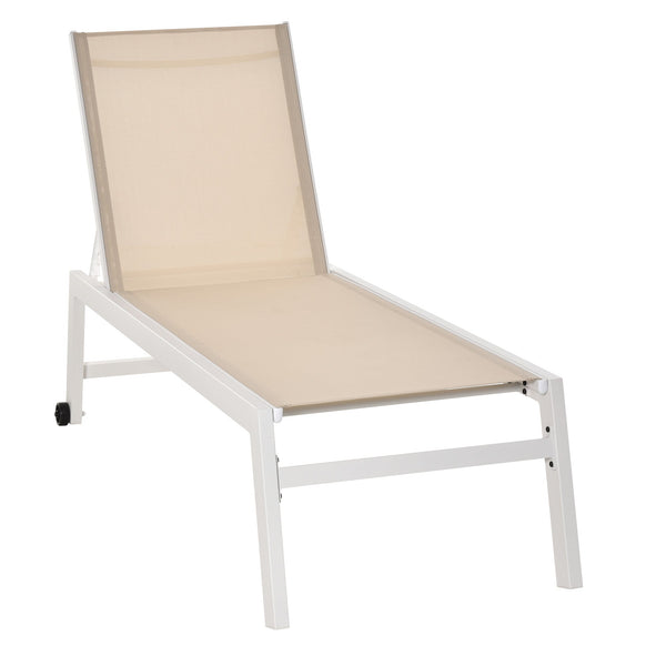 online Lettino Prendisole con Schienale Reclinabile 169x65x102 cm in Alluminio e Textilene Grigio e Nero