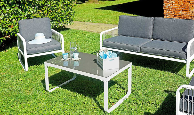 Set da Giardino in Alluminio e Corda Vorghini San Fruttuoso Bianco e Grigio