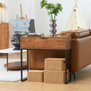 Consolle da Ingresso 80x30x76 cm con Cassetto con Gambe in Metallo Color Legno e Nero  