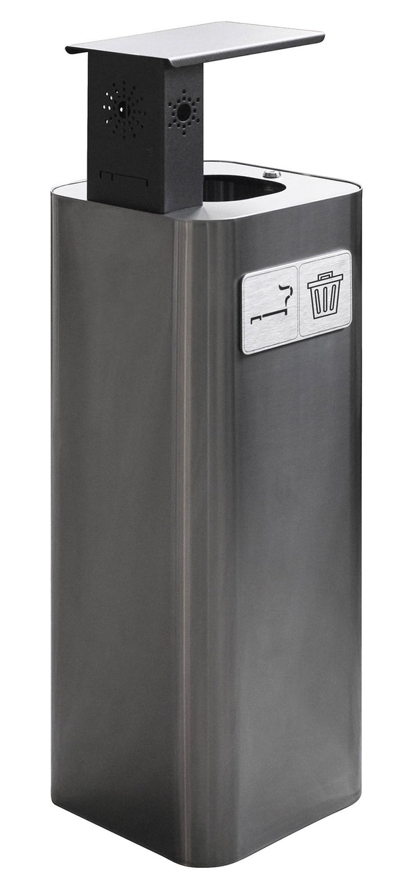 prezzo Pattumiera Per Raccolta Rifiuti 30x30xh102 cm In Acciaio Inox con Copertura Superiore Lucido