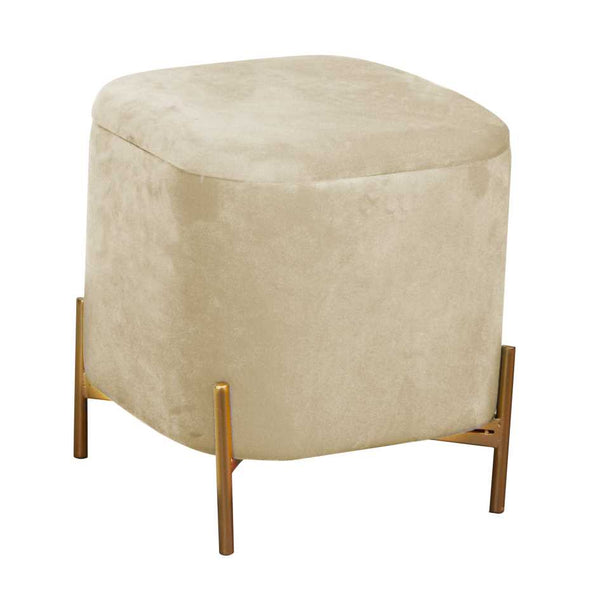 Pouf Contenitore 38x38xh45 cm in Tessuto Velluto Crema online