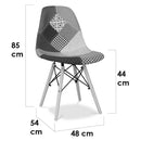 Set 4 Sedie 85x48x54 cm in Tessuto Patchwork da Interno Blu e Bianco