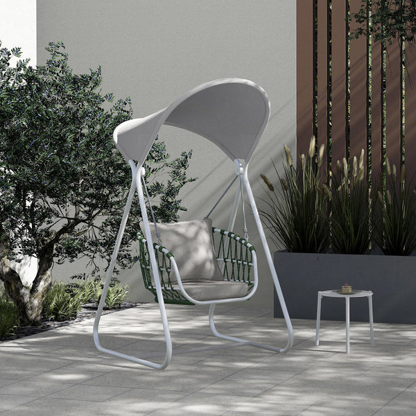 Dondolo da Giardino 1 Posto 116x164x48 cm con Tettuccio Parasole Noli Grigio online