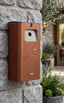Posacenere da Muro o Parete 17,5x10,5xh34 cm In Acciaio Verniciato con Contenitore Interno Marrone