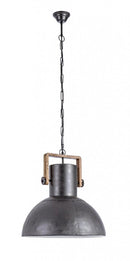 Lampadario Odessa 1 Luce Ø51x178 cm E27 in Legno e Acciaio Antracite