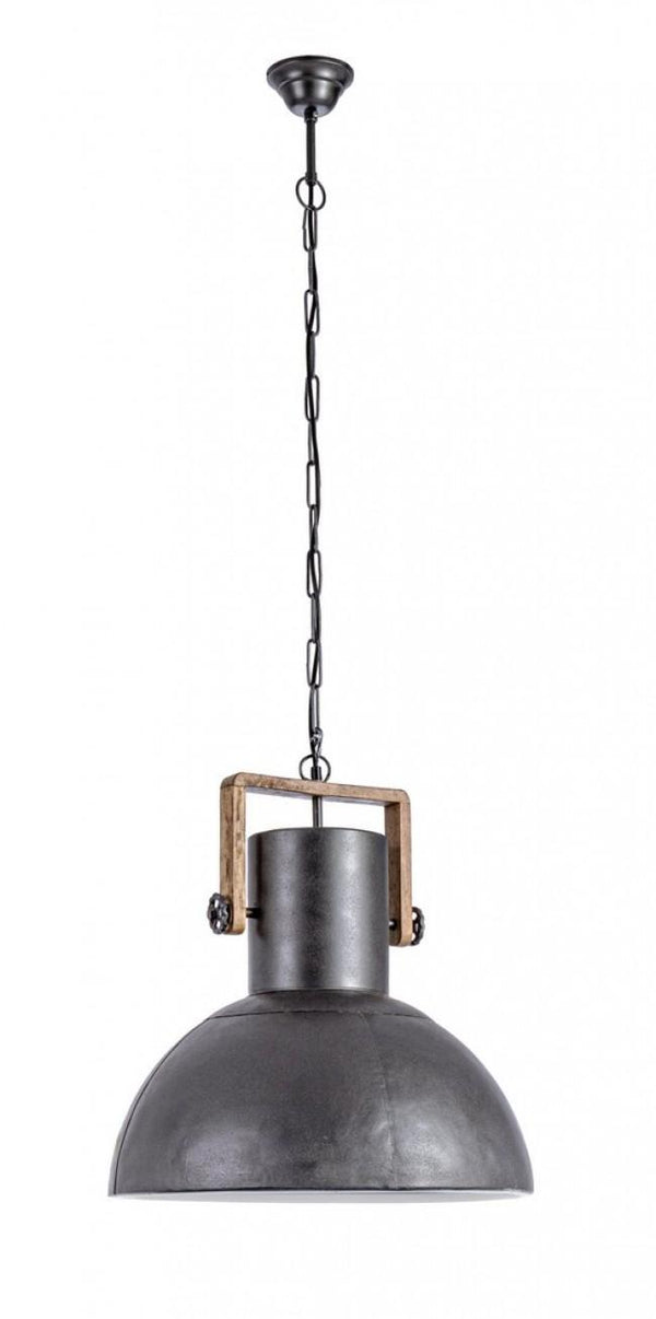 Lampadario Odessa 1 Luce Ø51x178 cm E27 in Legno e Acciaio Antracite sconto