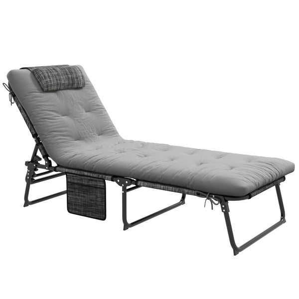 Lettino da Giardino Pieghevole e Reclinabile con Tasca Laterale 68x189x30 cm Nero e Grigio prezzo