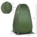 Tenda da Doccia Pop Up Impermeabile 126x124x189 cm con Porta a Cerniera Verde Scuro   