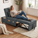 Poltrona Letto Singolo 65,5x104x81 cm Reclinabile 4-in-1 in Tessuto Effetto Lino Grigio      