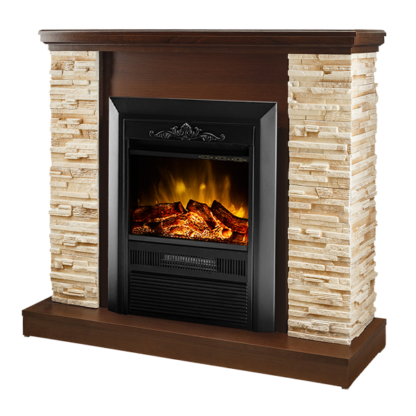 sconto Camino Elettrico da Pavimento 90,3x98x30 cm Effetto Fiamma 2000W Rock & Cristina Noce