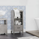 Mobiletto Bagno Salvaspazio 2 Ripiani 1 Cassetto 40x30x89 cm in Legno Grigio