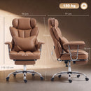 Sedia da Ufficio Massaggiante a 6 Punti Reclinabile 76x77x115-123 cm con Cuscino Lombare e Poggiapiedi in Pelle PU Marrone      