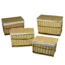 Set 4 Baule in vimini bollito con righe foderato 