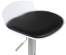 Sgabello con Alzata a Gas e Seduta Girevole in Polipropilene e Similpelle Vandi Bianco e Nero