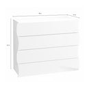 Cassettiera 4 Cassetti Onda 98x40x81,5 cm Finitura in Melamina Antracite Opaco 