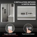 Specchio Bagno da Parete con Luce LED a 3 Colori 70x50x3 cm in Vetro Temperato Argento  