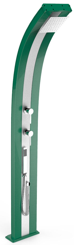 Doccia Solare da Esterno Giardino 40L Miscelatore e Doccetta Mobile Arkema Dada Fascia Inox Verde sconto