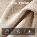 Poltrona da Camera Rivestita in Ciniglia con Struttura e Gambe in Legno Massello Beige      