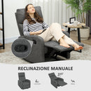 Poltrona Relax con Reclinazione Manuale 145° 69x91x101 cm Rivestimento in Ciniglia Grigio   