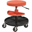 Sgabello da Officina con Ruote 6 cm 38x38x40-51 cm Capacità 135 kg con Vassoi Porta Utensili in Acciaio Arancione      