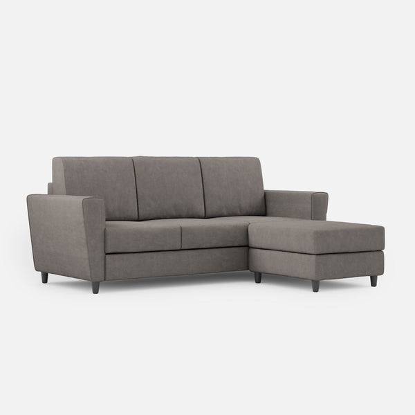 sconto Divano 3 Posti con Pouf 212x155x85 cm Yasel in Tessuto Grigio