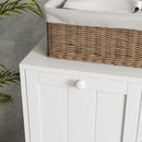 Mobile Portabiancheria con 2 Scomparti a Ribalta 66x33x68 cm in Legno Bianco
