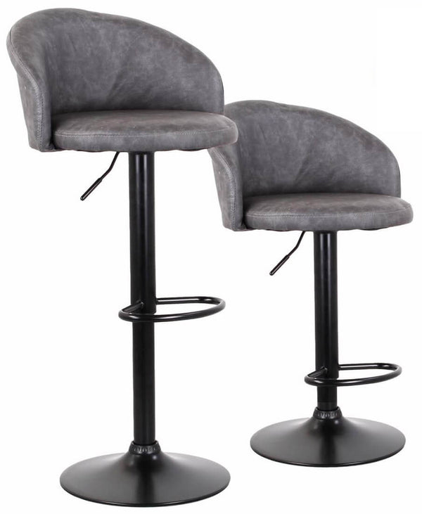 acquista Set 2 Sgabelli 51x44x60/80 cm in Similpelle Base Nera Grigio