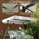Tetto di Ricambio per Dondolo 3 Posti 210x145 cm Impermeabile in Tessuto Oxford Bianco Crema    