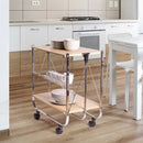 Carrello da Cucina Pieghevole 40x67,5x70 cm con 4 Ruote in Legno Rovere