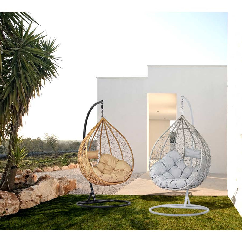 Dondolo Pensile da Giardino con cuscino Ø108x198 cm Amirantes grigio