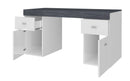 Scrivania 2 Ante 2 Cassetti 130x60x75 cm Sliding Bianco Lucido e Ardesia
