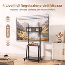 Carrello Porta TV 32-75 Pollici 70x43x139,5-192 cm con Altezza Regolabile Ruote e Ripiano in Metallo Nero      