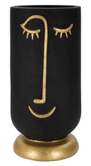 Vaso Tribal 21x45x21 cm in Poliresina Nero/Oro