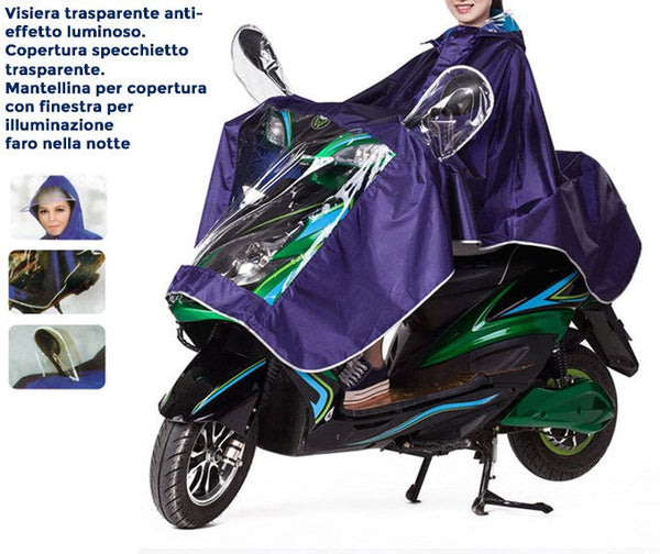 Mantellina impermeabile unisex per scooter moto catarifrangente universale Blu acquista