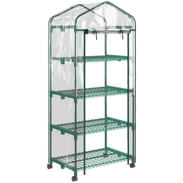 Serra da Giardino Verticale 69x50x165 cm 4 Ripiani in Acciaio e PVC Bianco prezzo