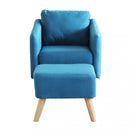 Poltrona con Poggiapiedi Ashlie in Tessuto Blu melange