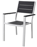 Set 4 Sedie da Giardino 58x55,5x88,5 cm in Polietilene e Metallo Grigio e Bianco