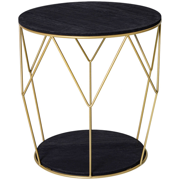 Tavolino da Soggiorno Contenitore in Metallo Ø45x48 cm Nero e Oro acquista